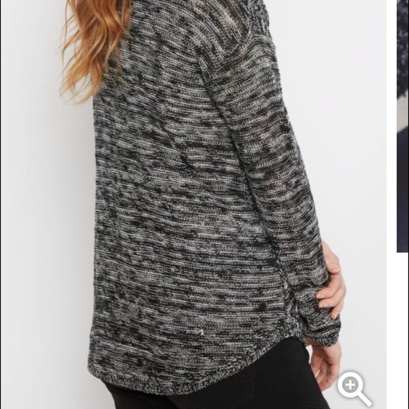 Plus Black Marbled Cable Knit Sweater - Picture 3 of 4