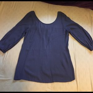 Francesca's Boutique Blue Blouse With Back Bow