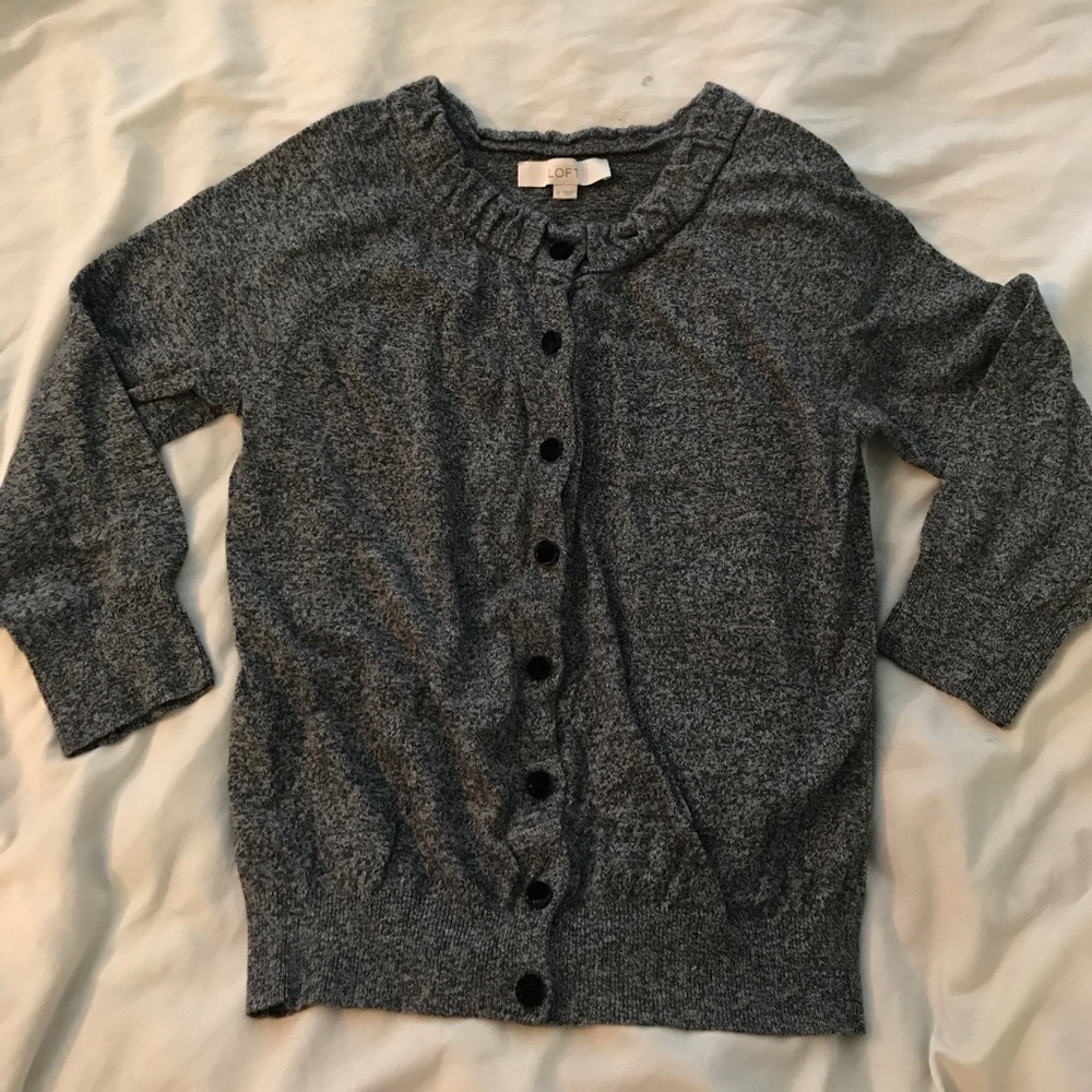 Loft Gray 3/4 Sleeve Cardigan