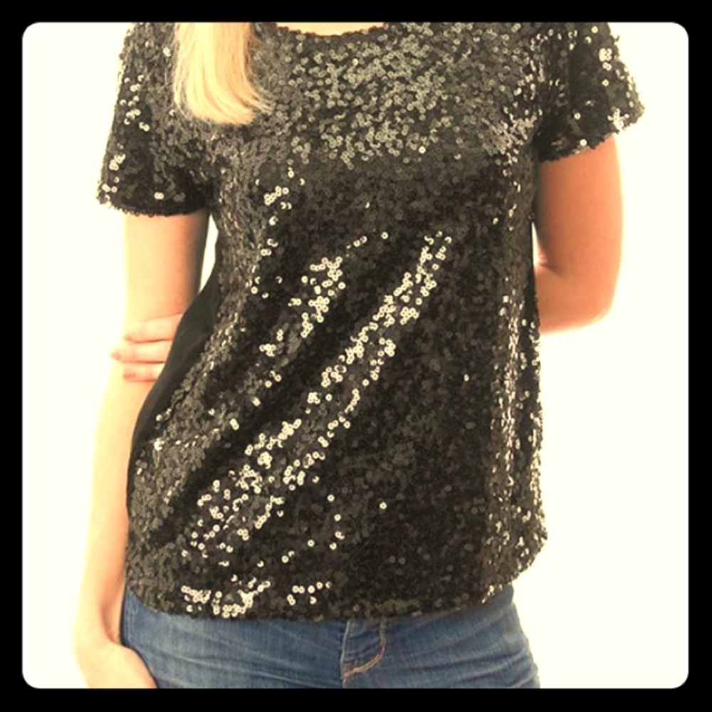 Black sequin top
