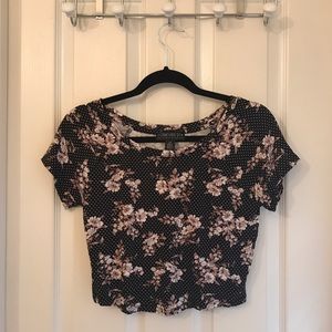 Plus Size Polka Dot Floral Crop Top