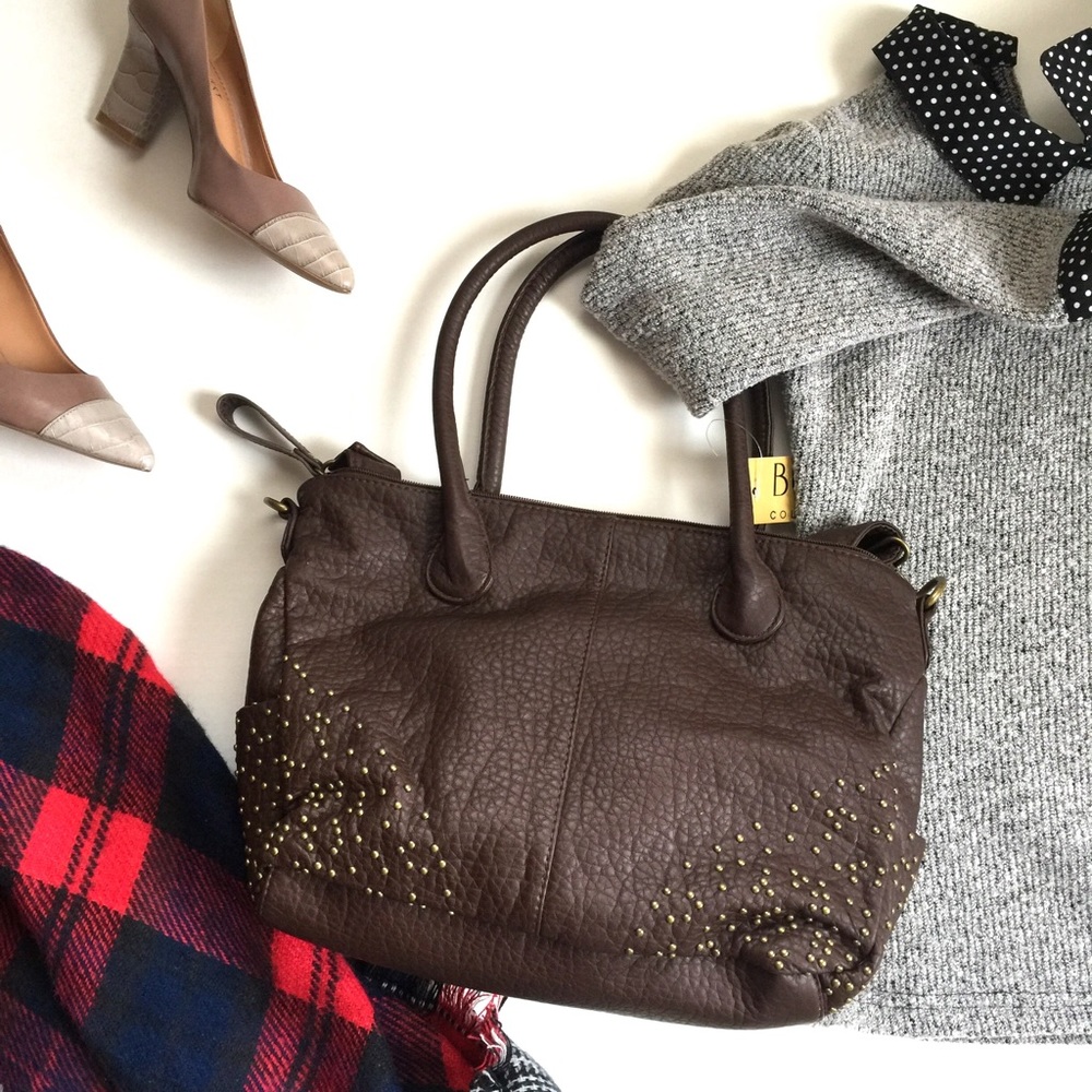 Brown studded satchel nwt