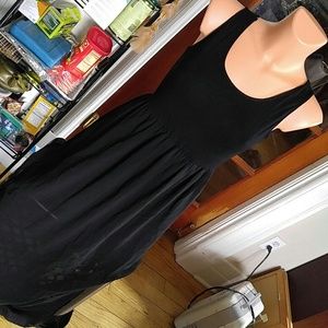 Black tank dress sheer under slip Summer fun M