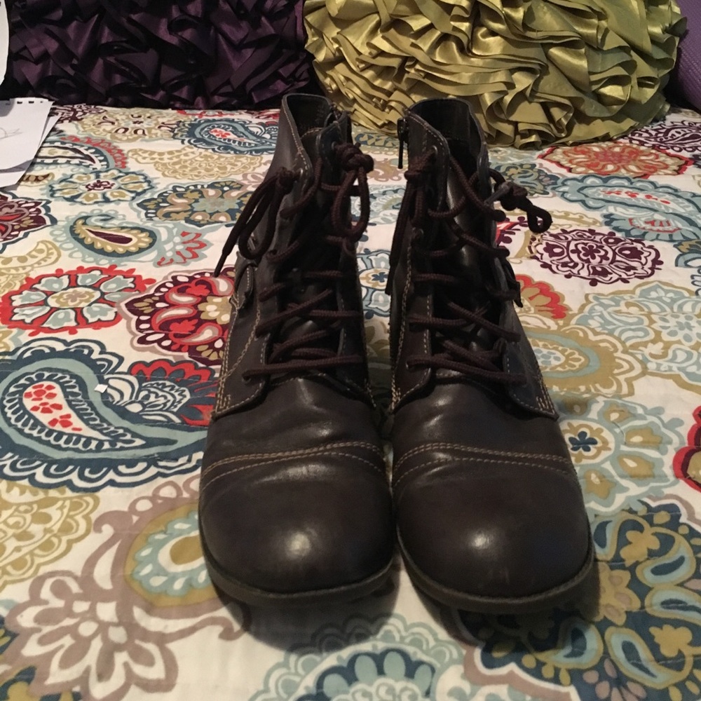Brown combat boots