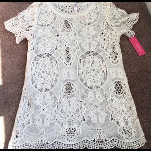 NWT cream lacey top
