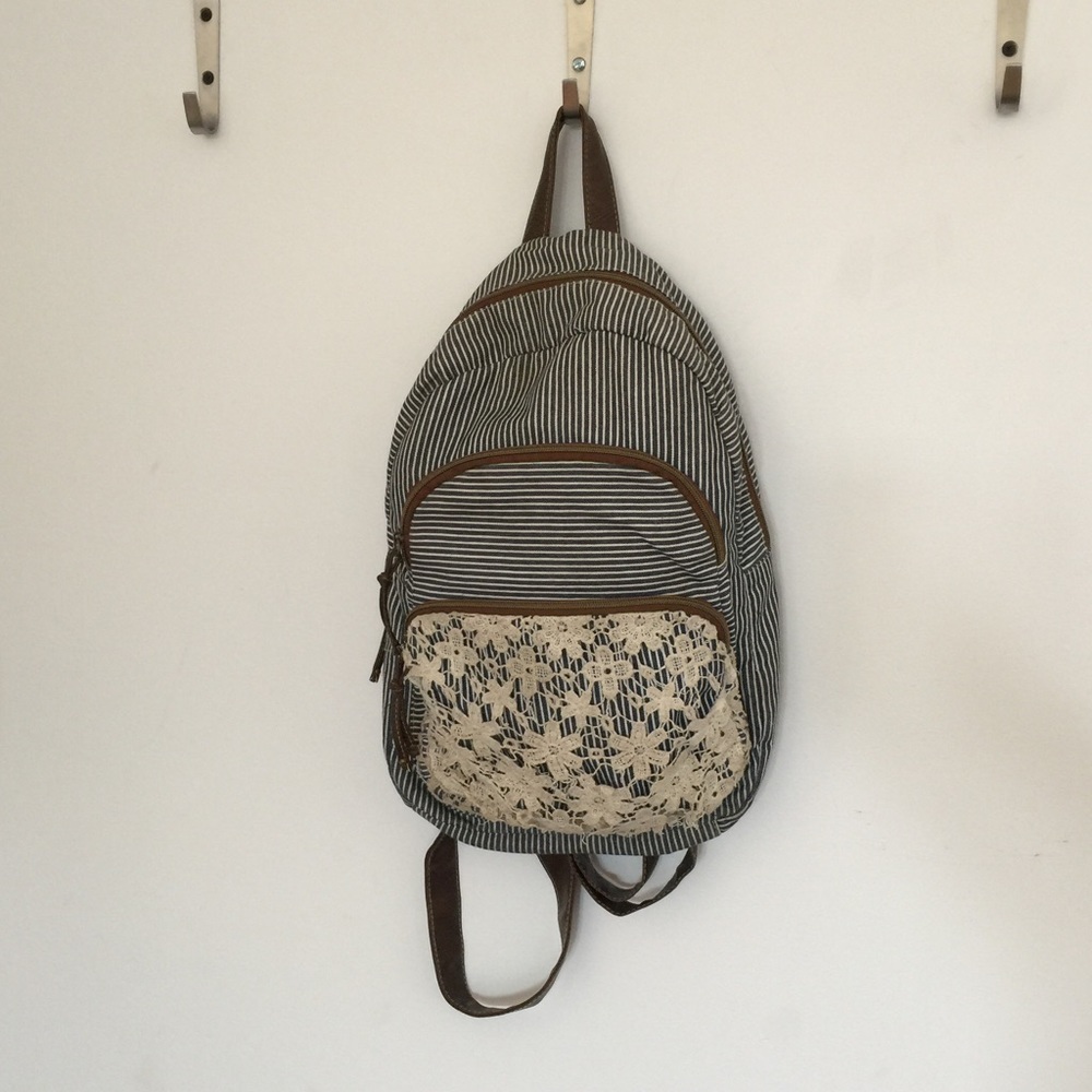 Striped lace backpack