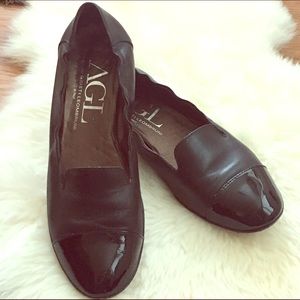 AGL VERO CUOIO patent toe leather flats