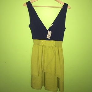 Navy and green dress