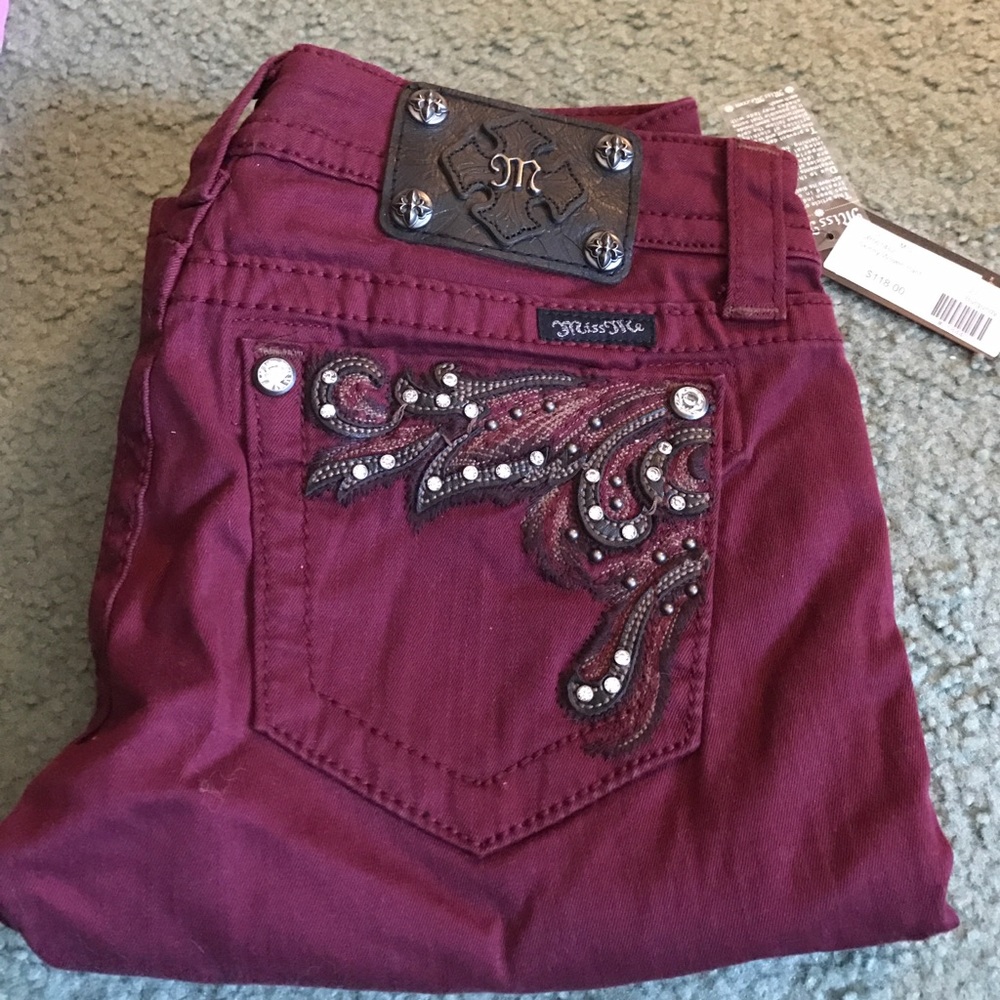 Miss Me Burgundy Skinny Jean
