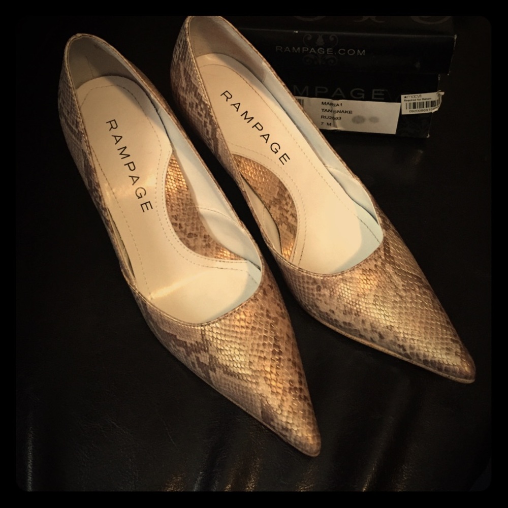 Gold snake pattern heels