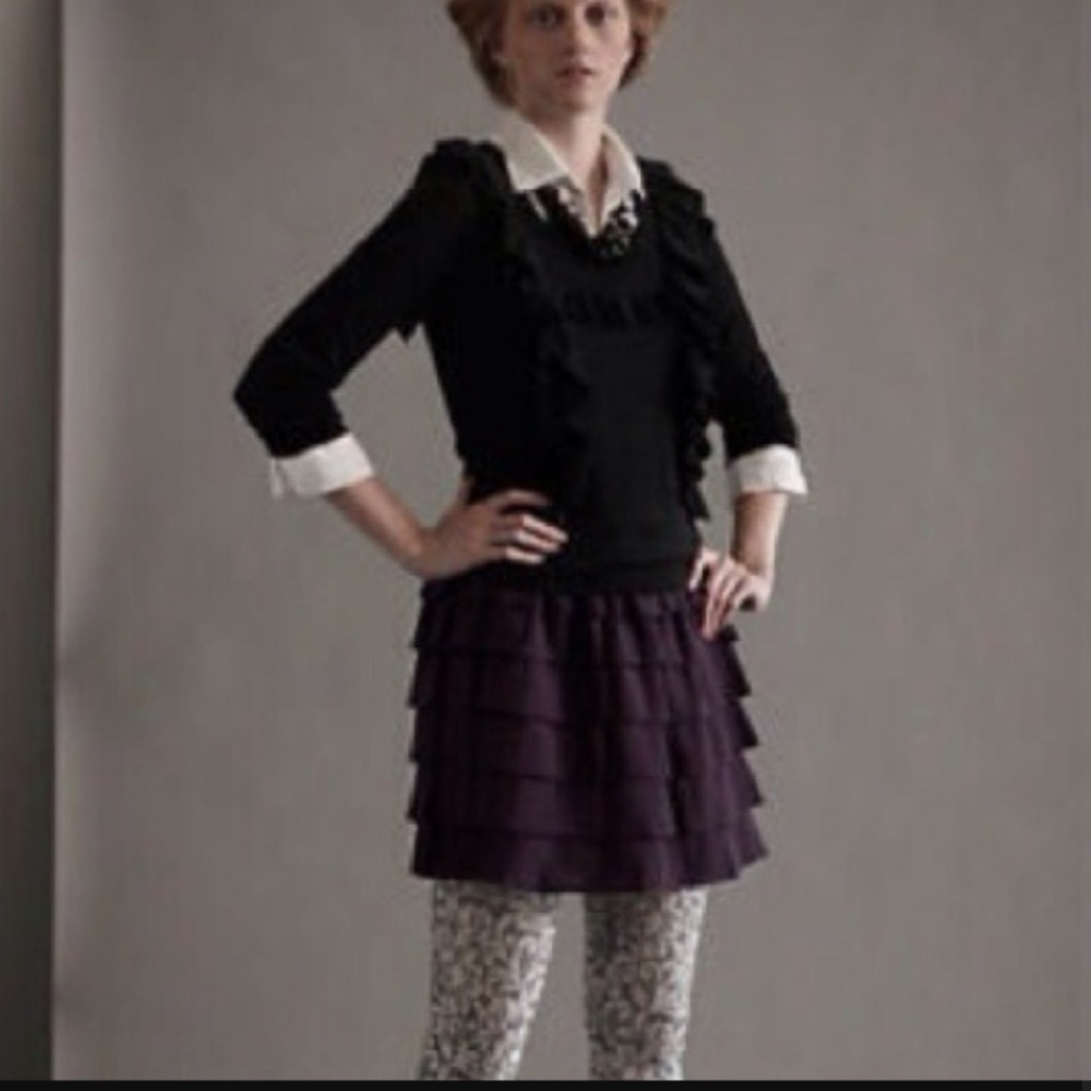 Anthropologie Purple Ruffle and Pleated Skirt