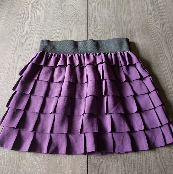 Anthropologie Purple Ruffle and Pleated Skirt - Picture 2 of 3