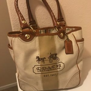 Coach linen tote bag