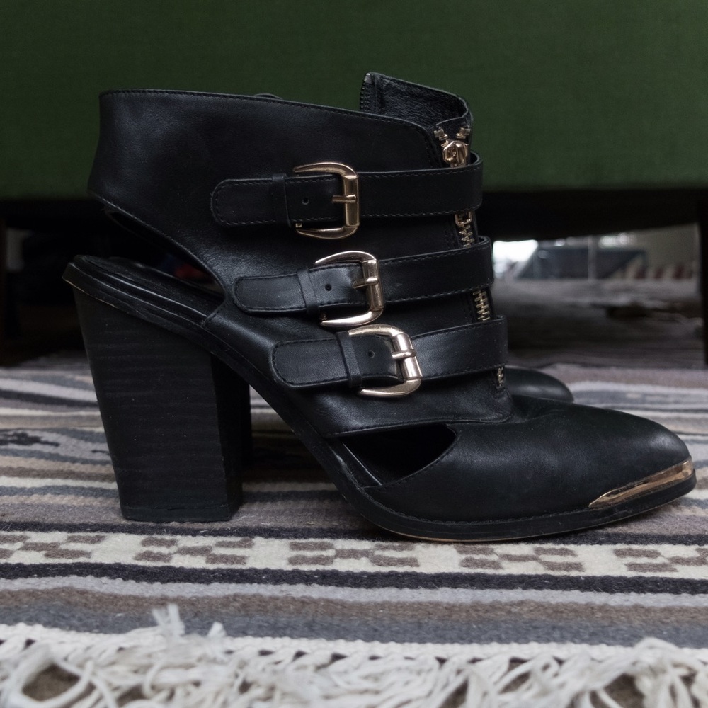 Aldo Gold Buckled Heels