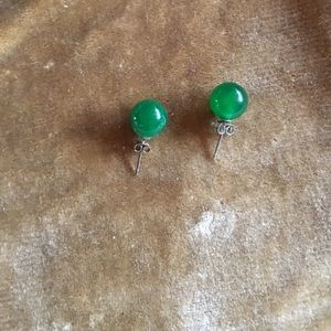 Green jade studs on Sterling silver!