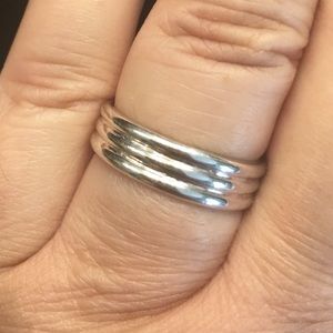 Silver 3-tier band ring