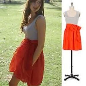 Anthropologie gray and orange silk dress