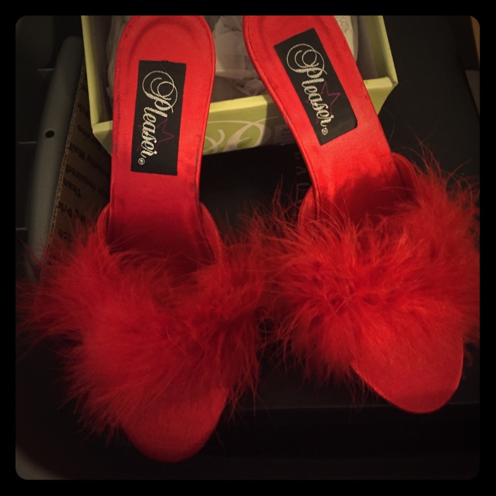 Red satin shoes