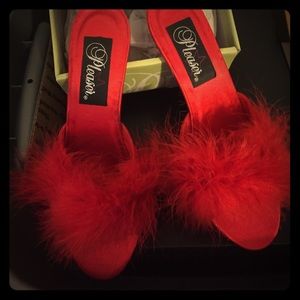 Red satin shoes