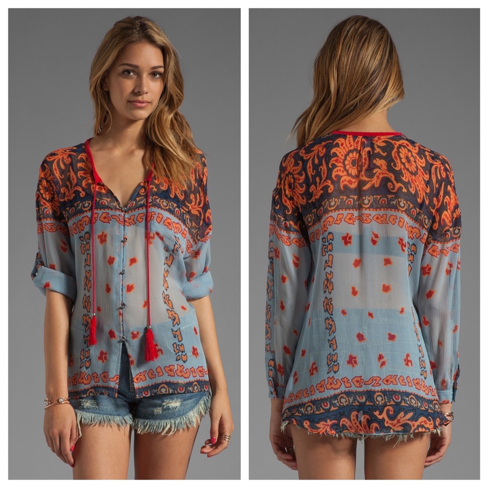 NWT PLENTY by TRACY REESE Sheer Long sleeve Blouse