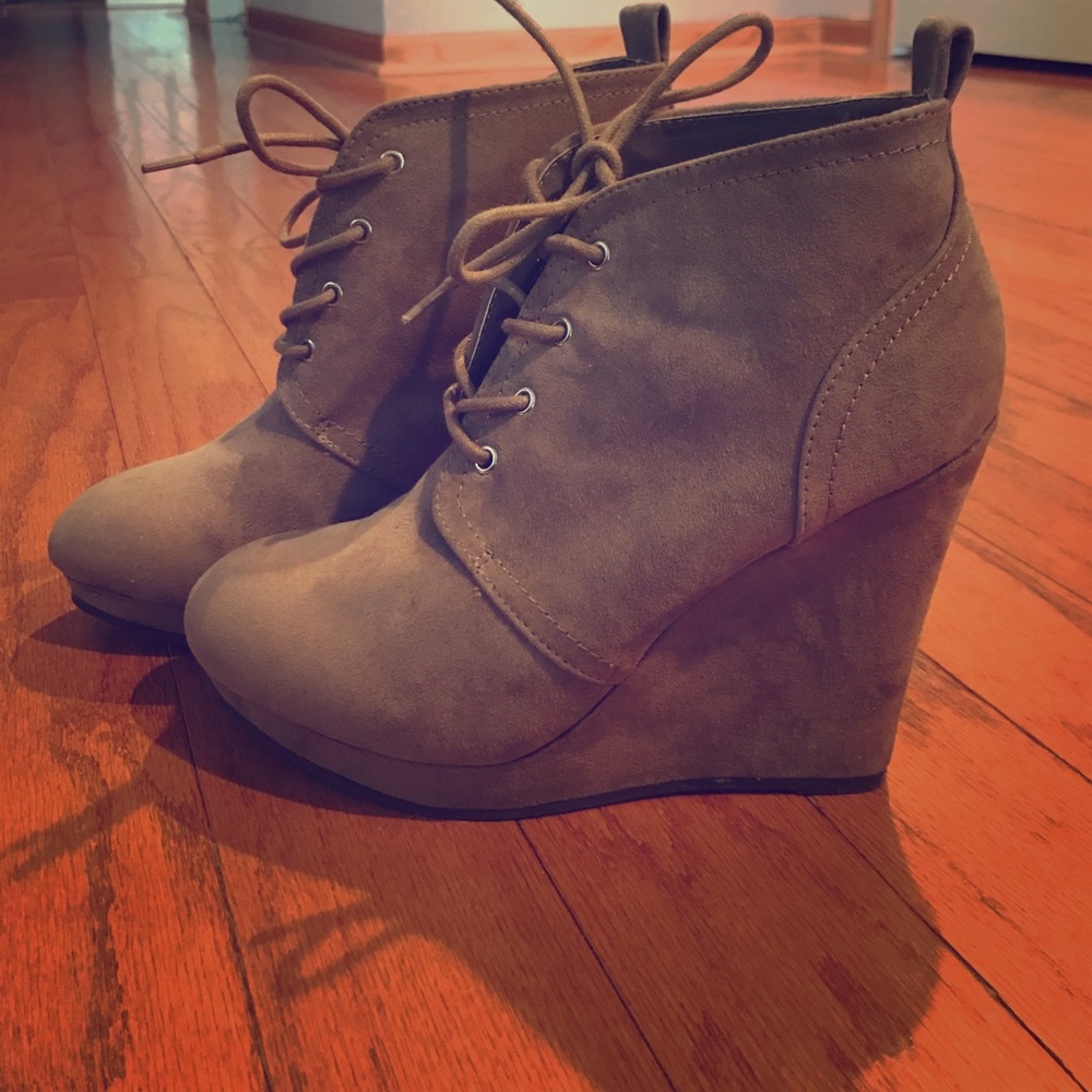 Lace up wedge booties
