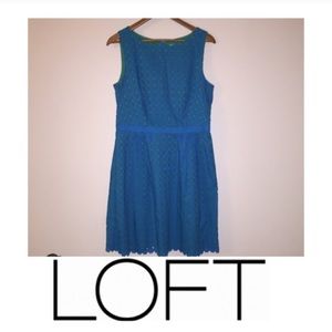 LOFT Blue and green eyelet dress