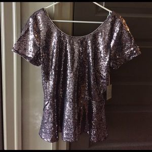 Lilac Sequin Peplum Top