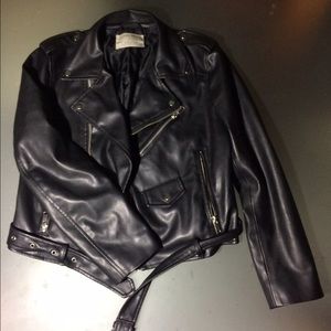 Zara Biker Faux-Leather Jacket Small