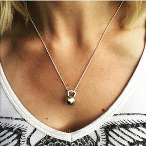 Kettle bell necklace on 925 silver chain