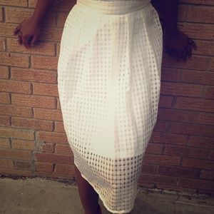 White Pleated Midi Skirt