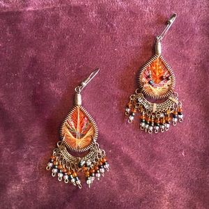 Orange woven earrings!