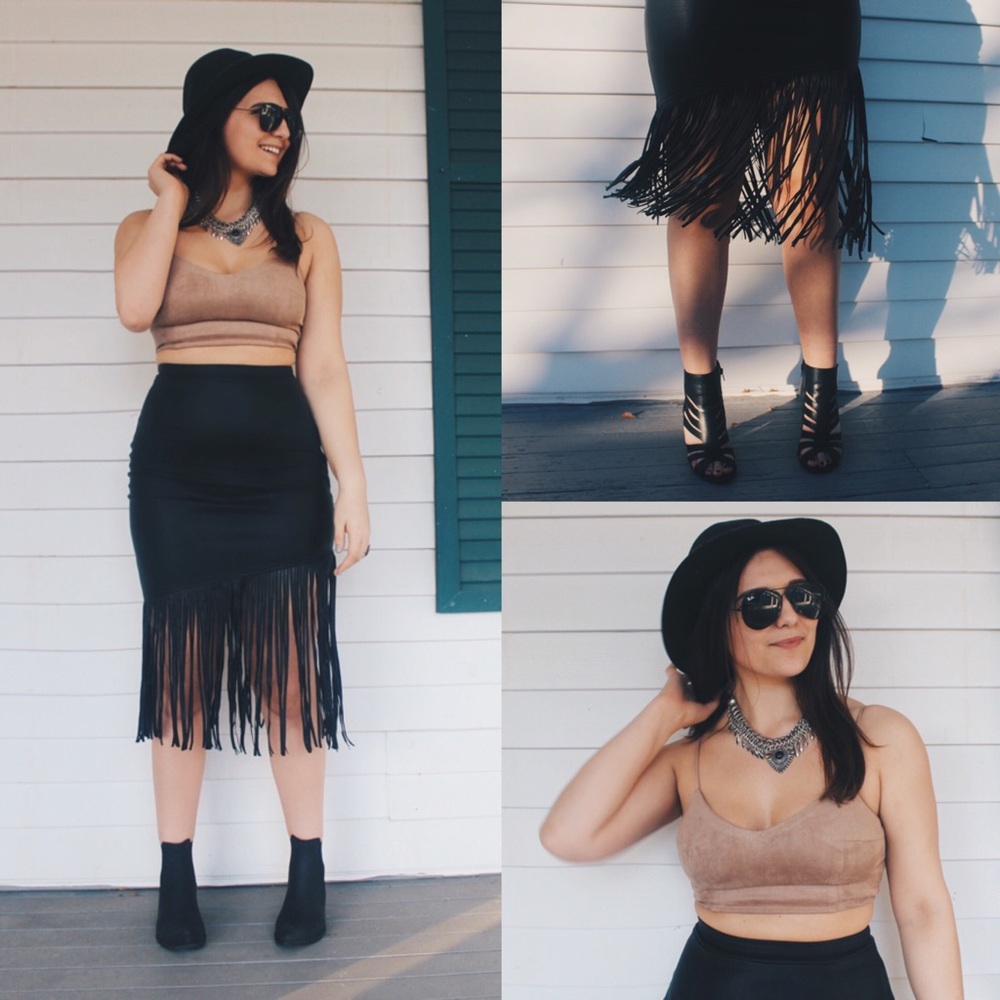 LF leather fringe skirt, brand new.