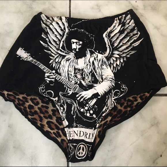 LF Pants - Jimi Hendrix high waisted t shirt shorts L