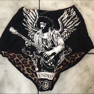 Jimi Hendrix high waisted t shirt shorts L