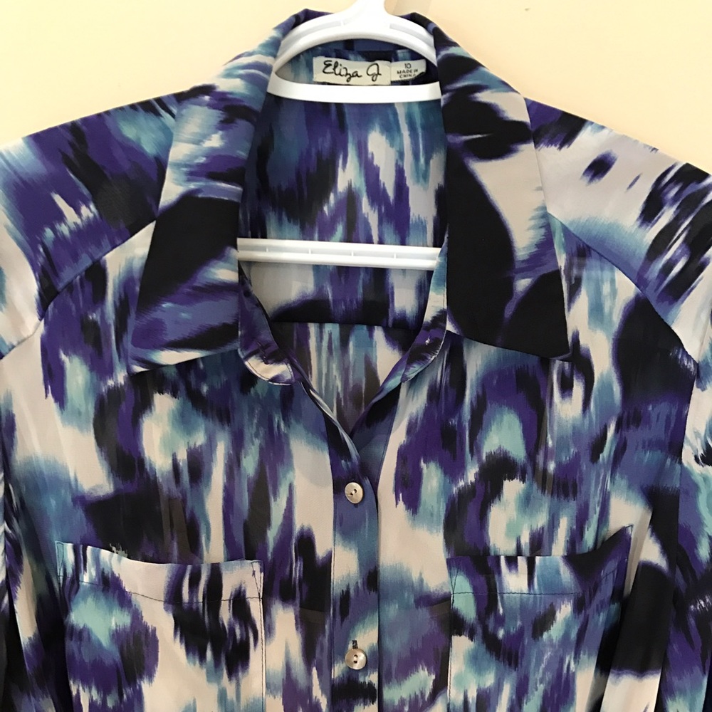 Eliza J Print Pocket Shirt Dress