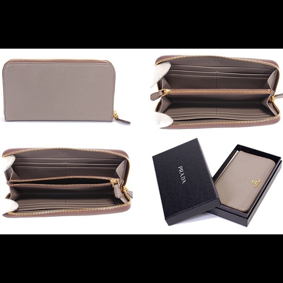 Prada Saffiano Zip Around Wallet in Argilla - Picture 8 of 8