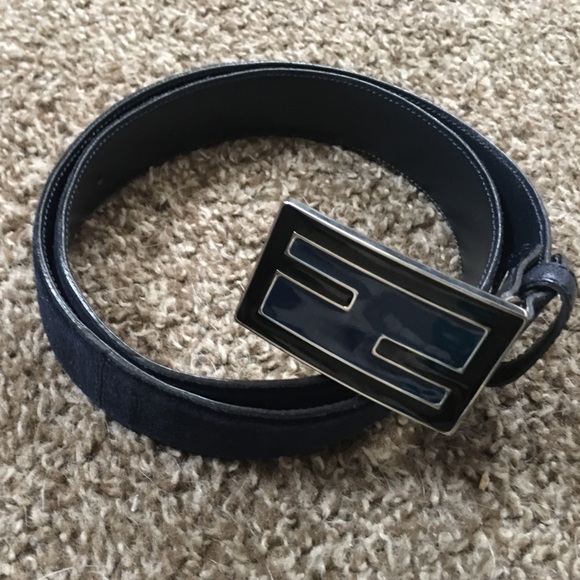 Fendi Suede Belt - Black/Navy