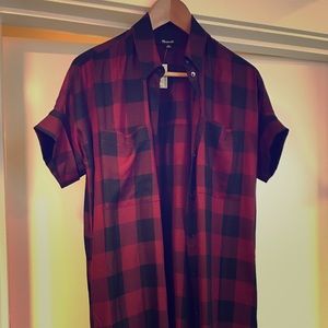 Madewell block check shirt dress with pockets