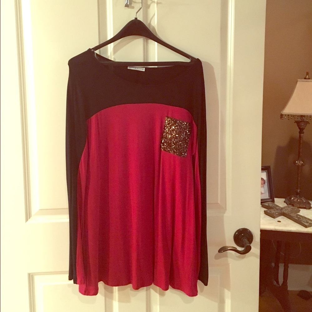 Long sleeve black and red shirt!!