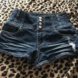 High waisted jean shorts