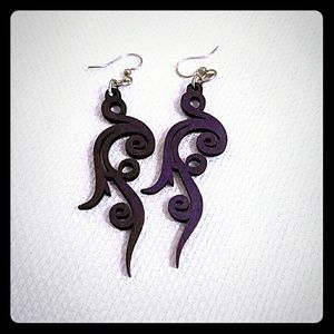 Beautiful Purple Wooden Earrings