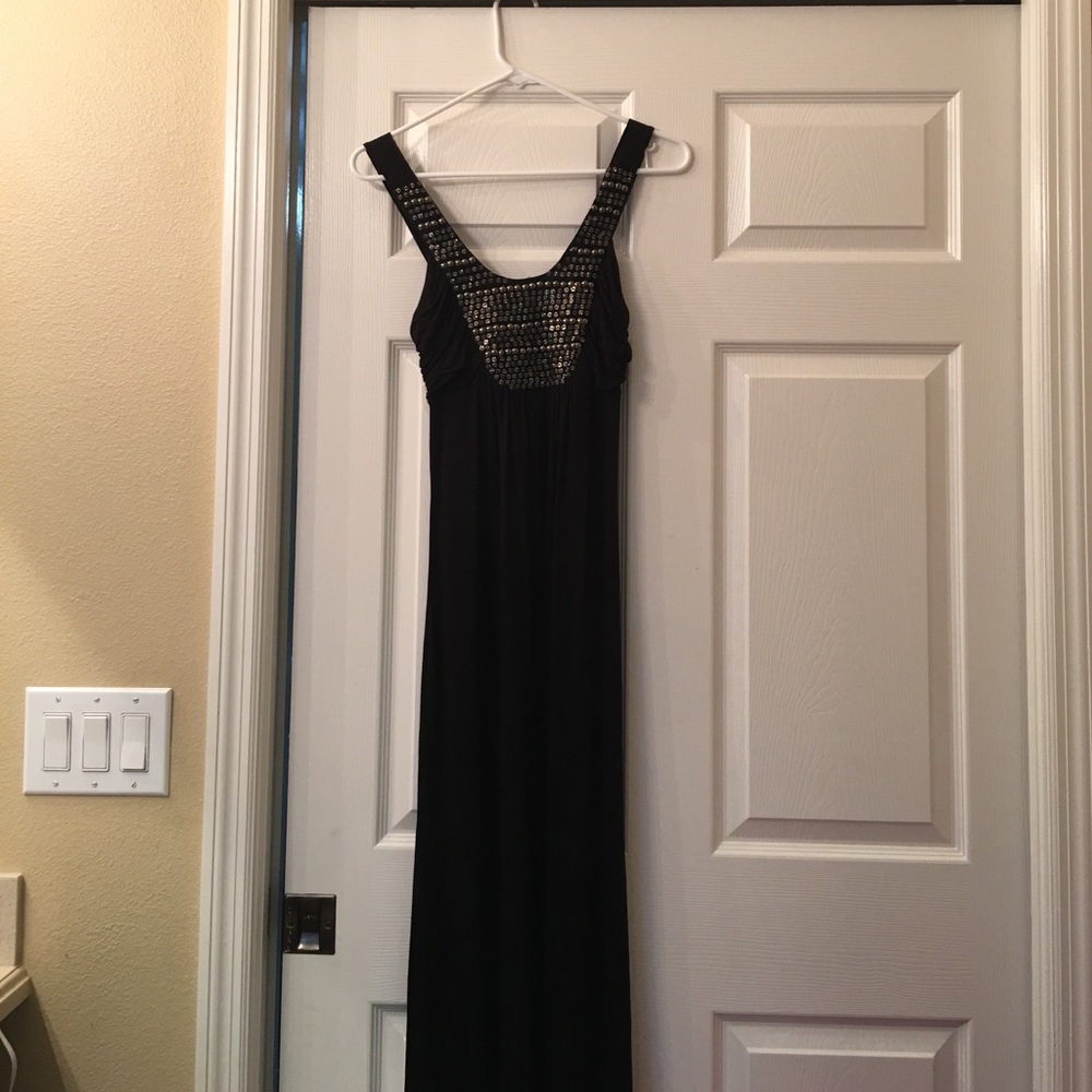 Beautiful black maxi with silver beading