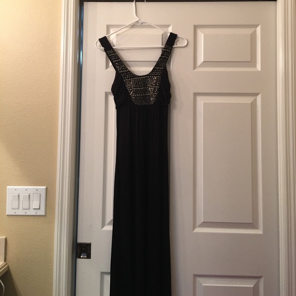 Beautiful black maxi with silver beading - Picture 1 of 5