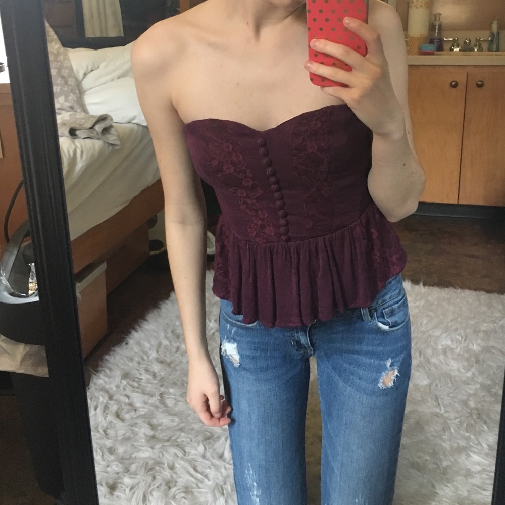 Strapless peplum shirt