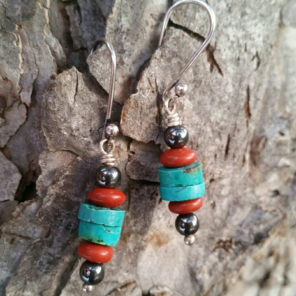 SOLD!!!!! STERLING SILVER WITH TURQUOISE EARRINGS