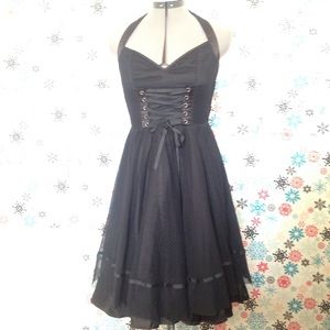 Black gothic halter top dress