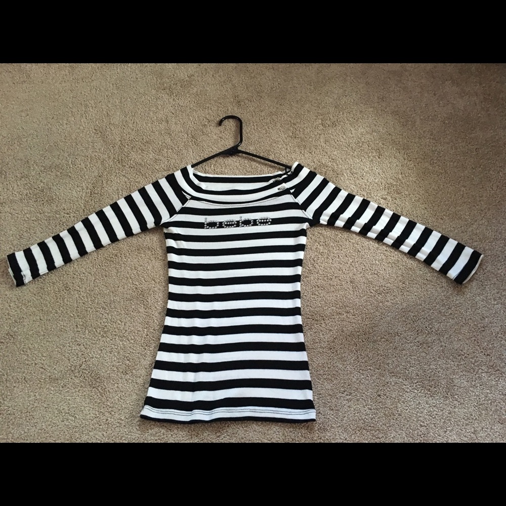 Bebe black/white strip blouse