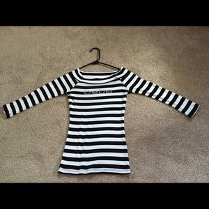 Bebe black/white strip blouse