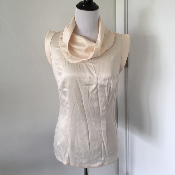 Cream cowlneck blouse with cap sleeves - Picture 3 of 5