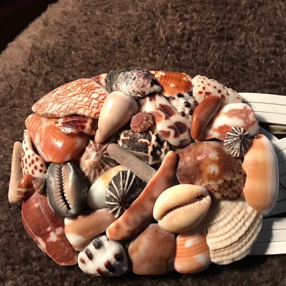 Handmade Maui Hawaii shell belt white leather